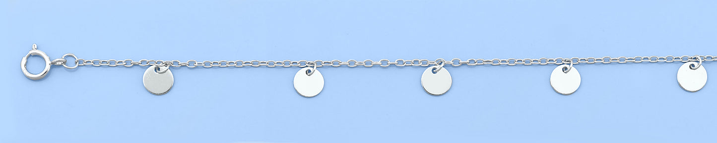 Silver Anklet - Small Disc Charms