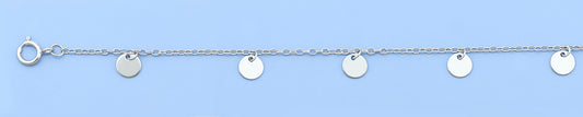 Silver Anklet - Small Disc Charms
