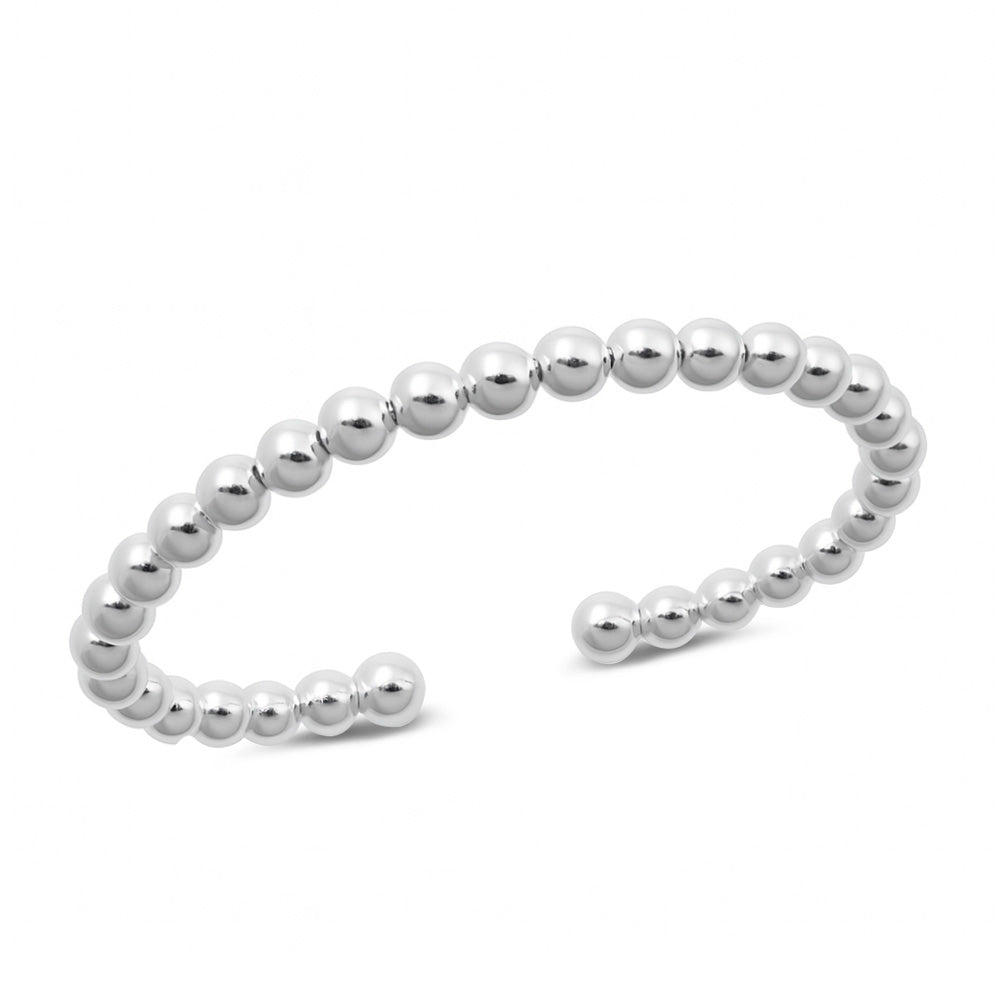 Silver Beaded Cuff Bracelet