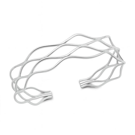 Silver Open Waves Cuff Bracelet