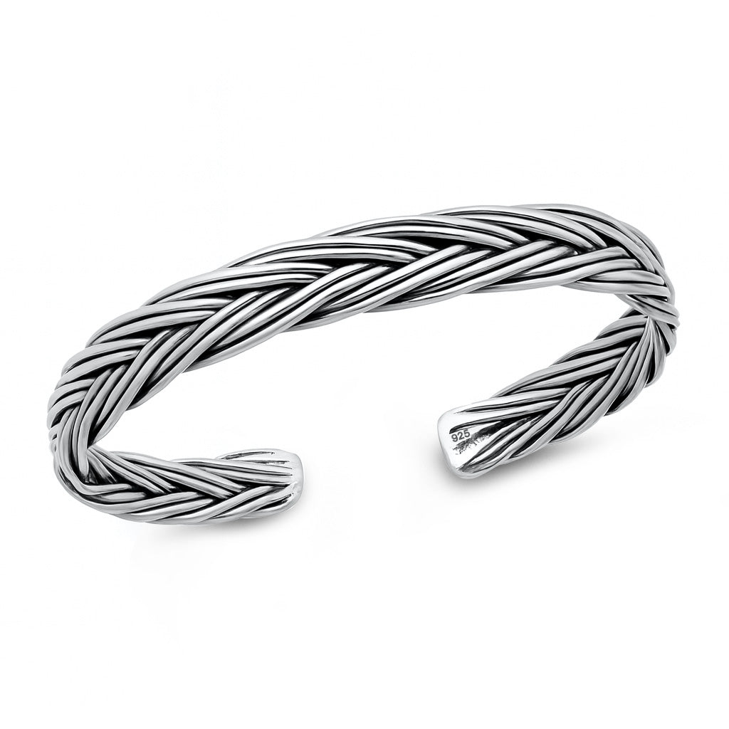 Silver Braided Cuff Bracelet