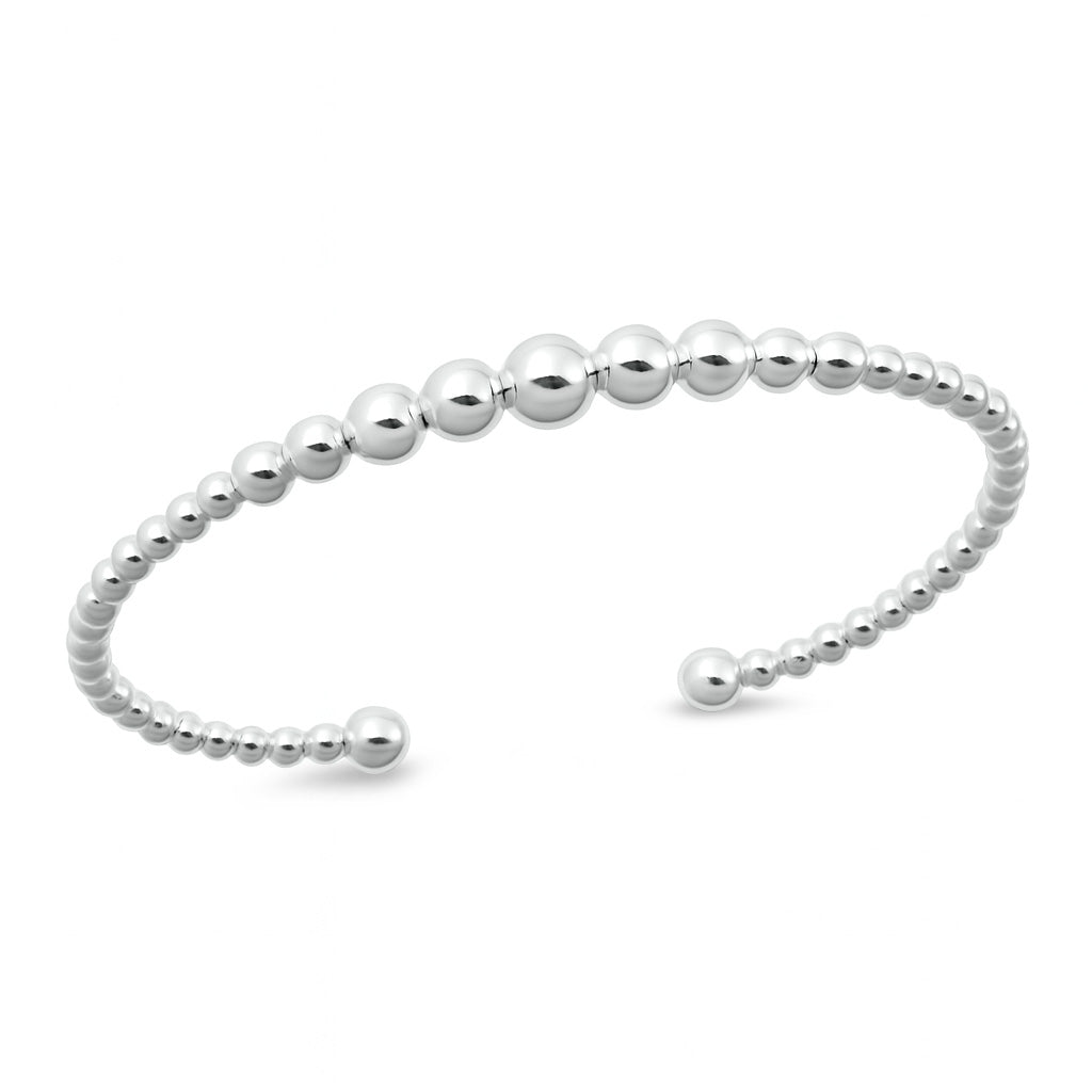 Silver Beaded Cuff Bracelet