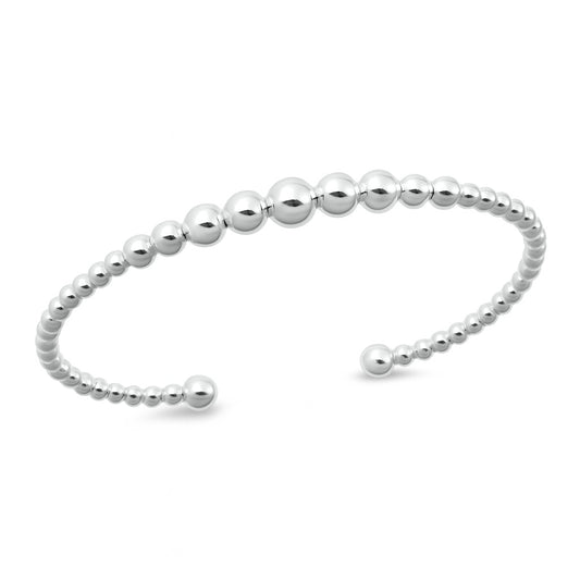 Silver Beaded Cuff Bracelet