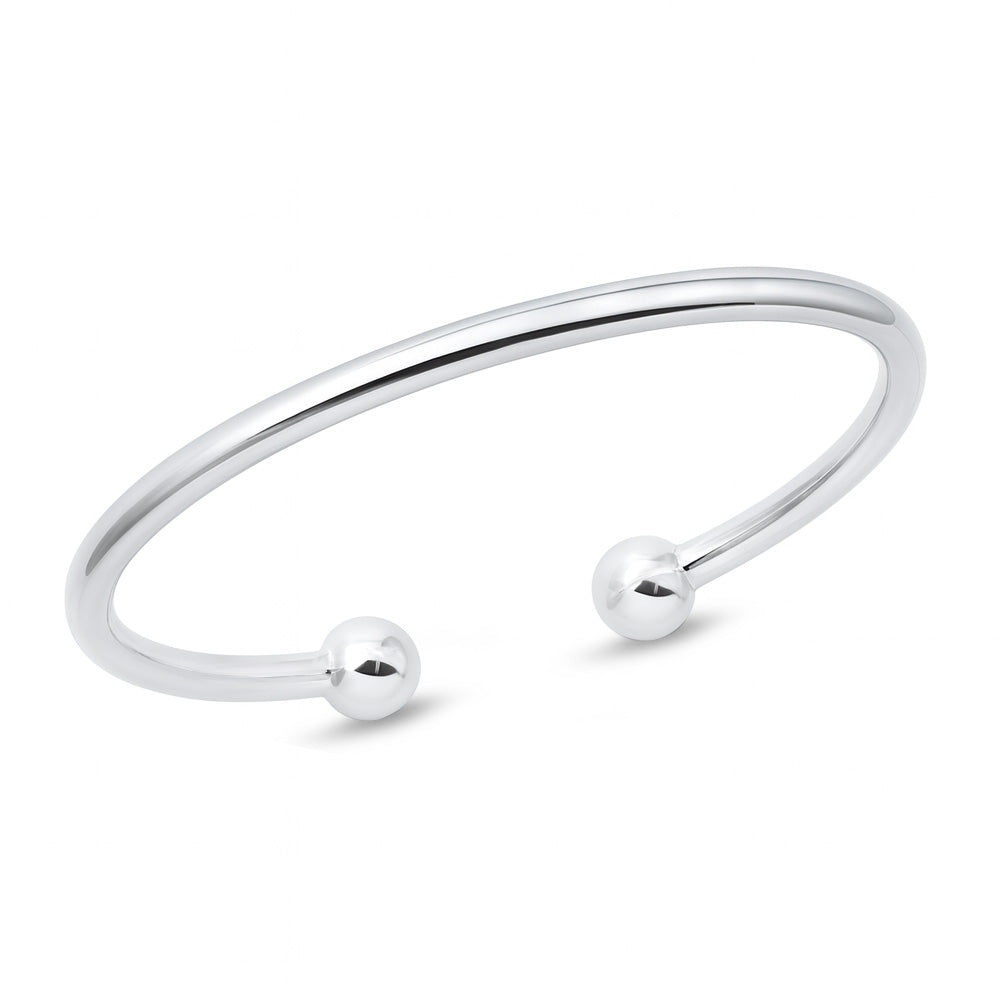 Silver Ball End Cuff Bracelet