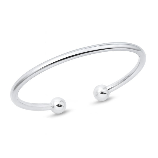 Silver Ball End Cuff Bracelet