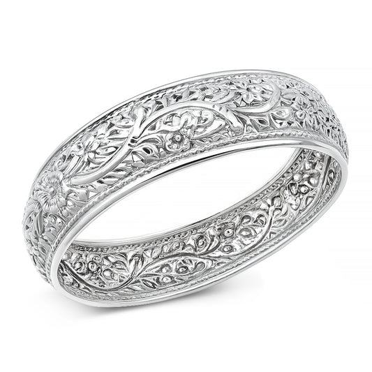 Silver Floral Vines Bangle
