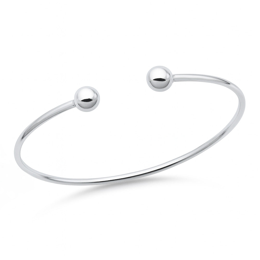 Silver Ball End Cuff Bracelet