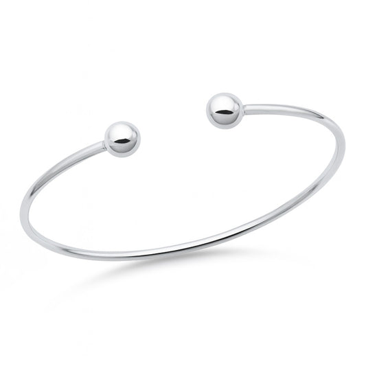 Silver Ball End Cuff Bracelet