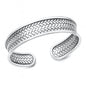 Silver Woven Basketweave Cuff Bangle