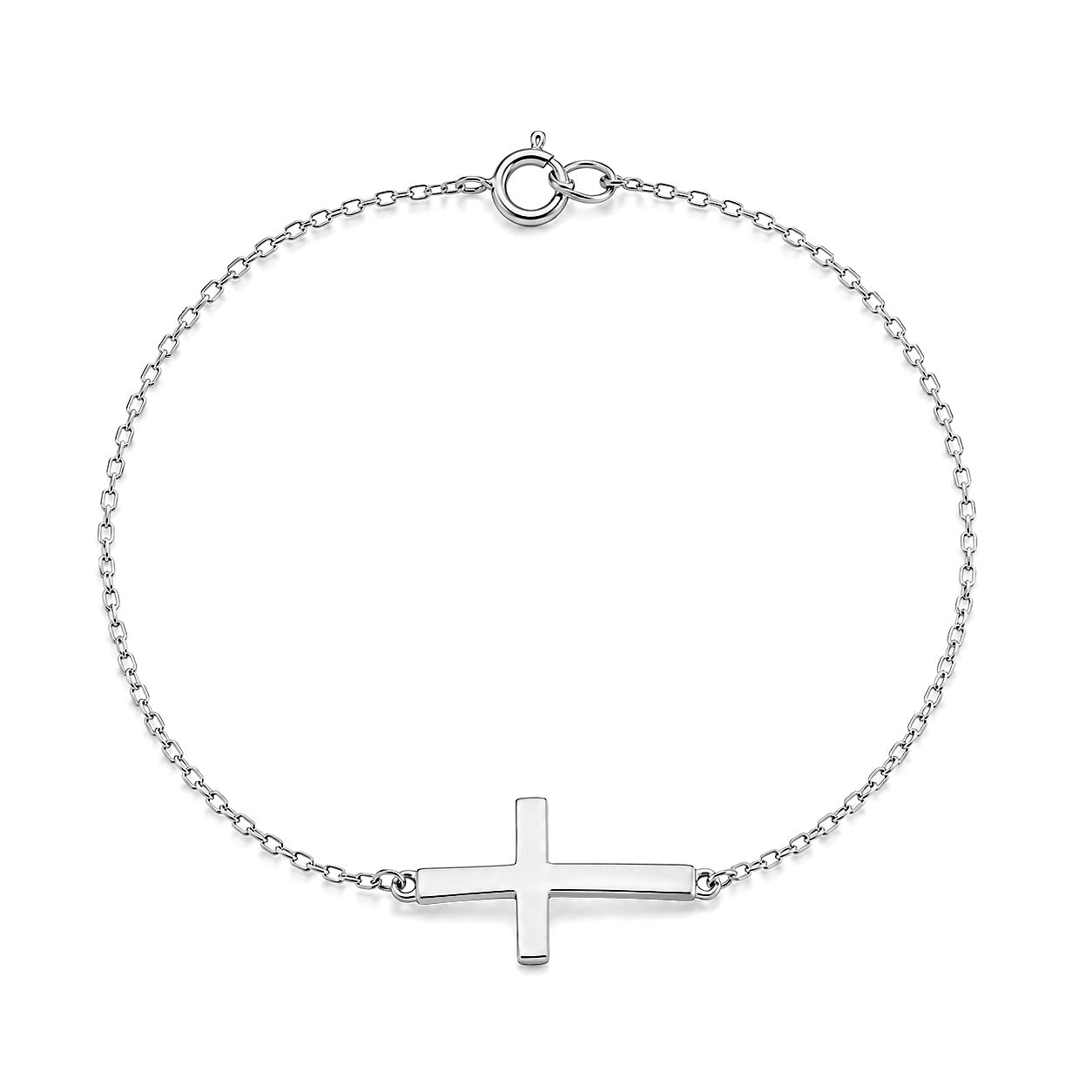 Silver CZ Bracelet - Sideway Cross