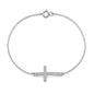 Silver CZ Bracelet - Sideway Cross