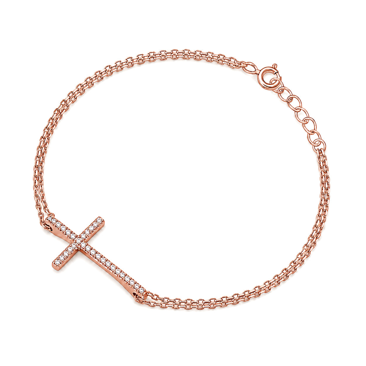 Silver CZ Bracelet - Sideway Cross