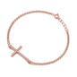 Silver CZ Bracelet - Sideway Cross