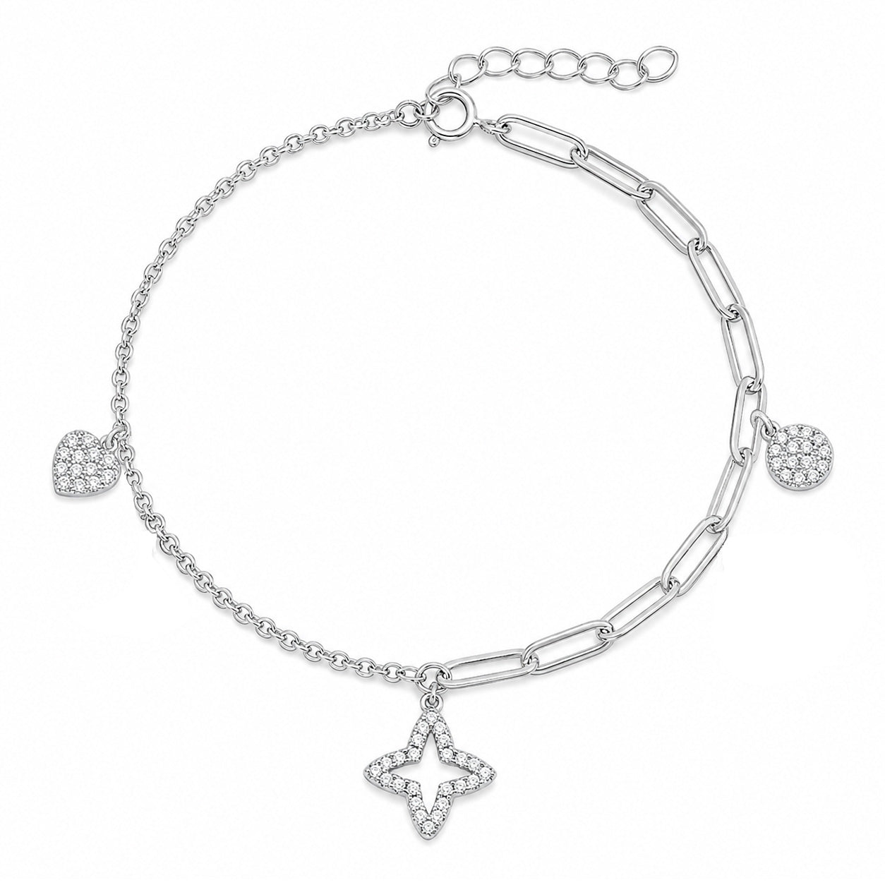 Silver CZ Charm Bracelet