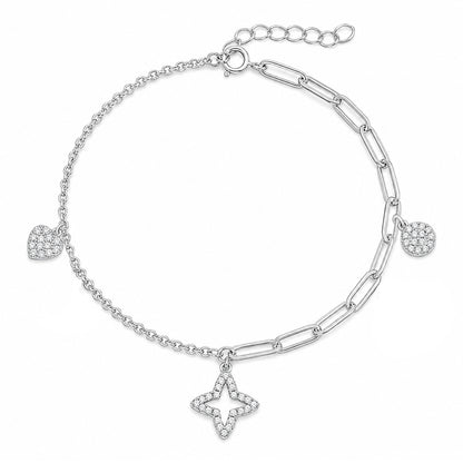 Silver CZ Charm Bracelet