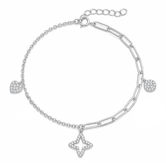 Silver CZ Charm Bracelet