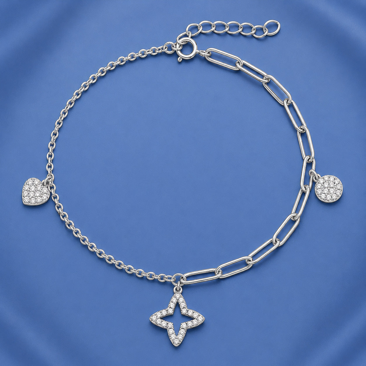 Silver CZ Charm Bracelet