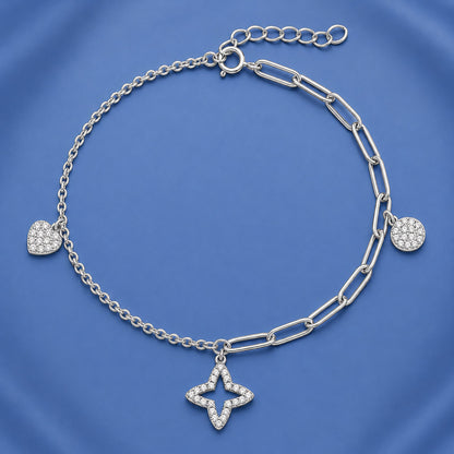 Silver CZ Charm Bracelet