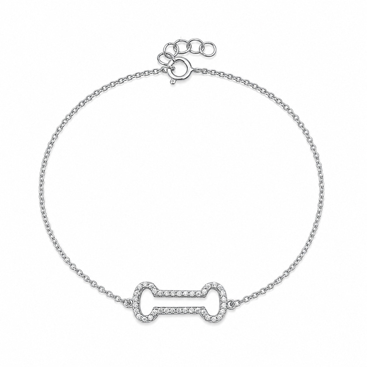Silver CZ Bracelet - Dog Bone