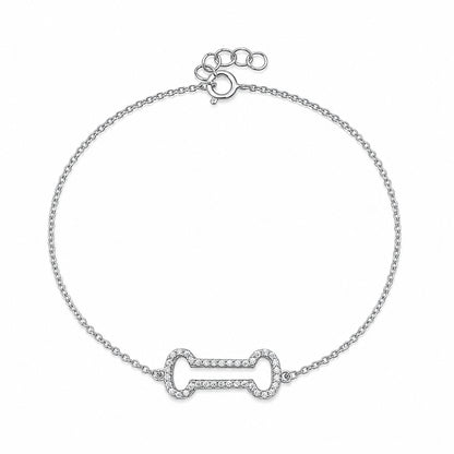 Silver CZ Bracelet - Dog Bone