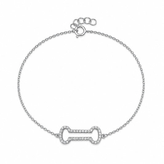 Silver CZ Bracelet - Dog Bone
