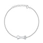 Silver CZ Bracelet - Dog Bone & Heart