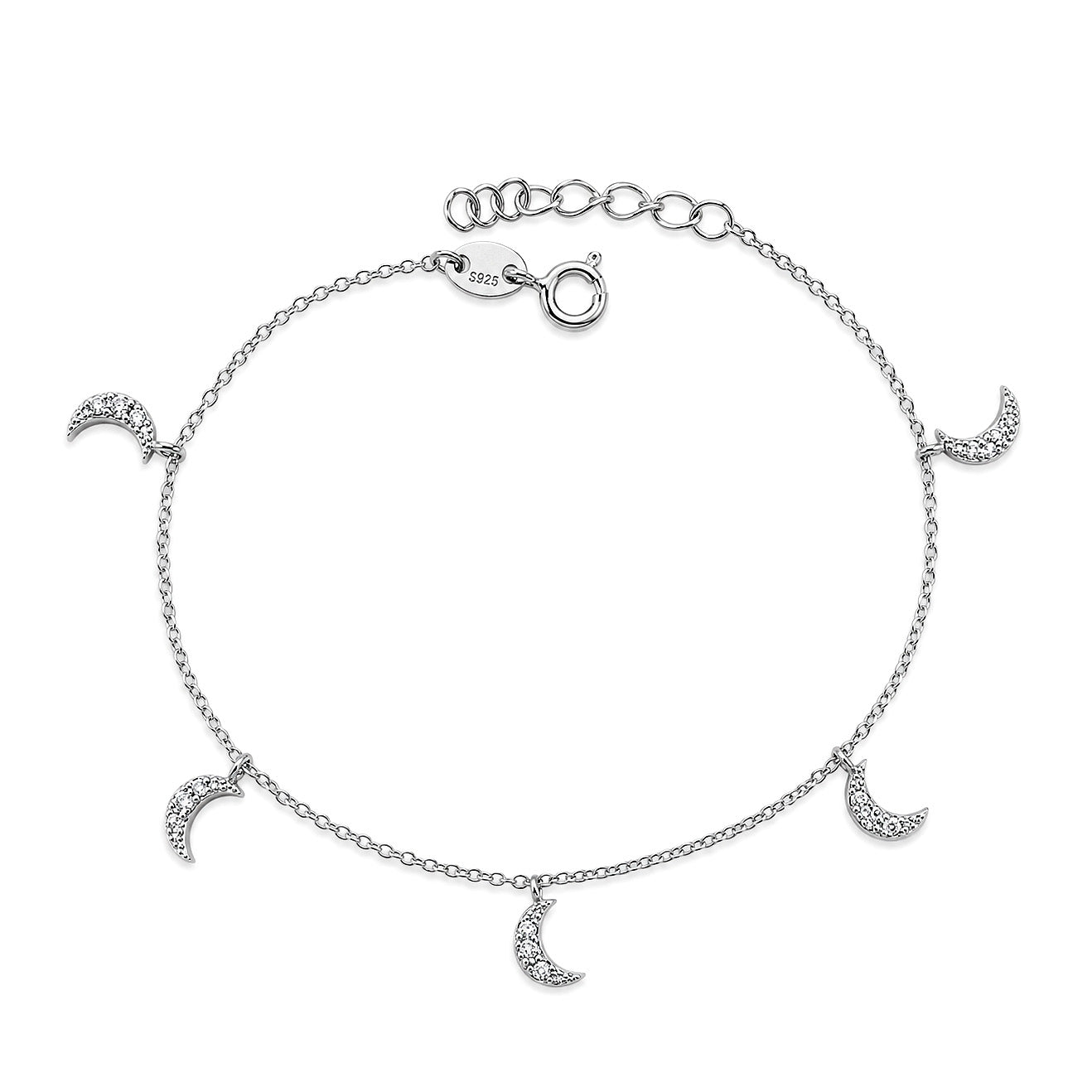 Silver CZ Bracelet - Moon