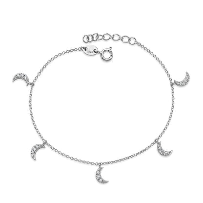 Silver CZ Bracelet - Moon