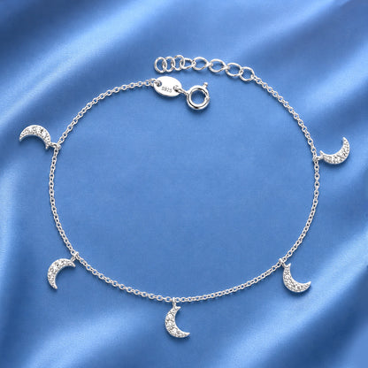 Silver CZ Bracelet - Moon