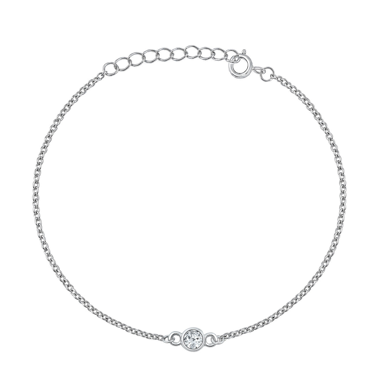 Silver CZ Bracelet - Solitaire