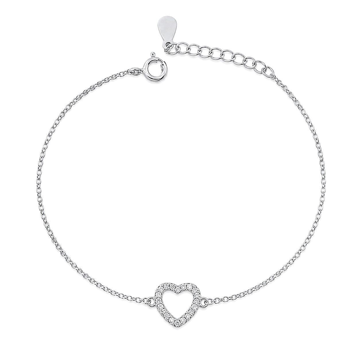 Silver CZ Bracelet - Heart