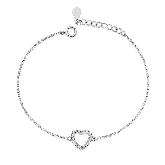 Silver CZ Bracelet - Heart