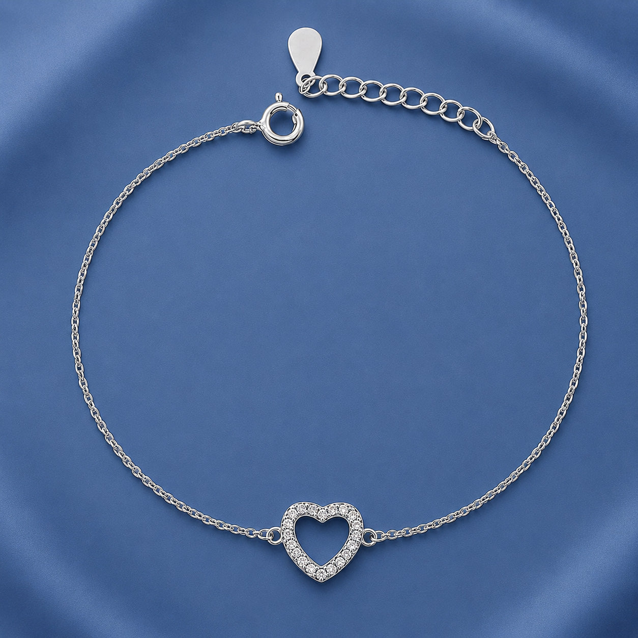 Silver CZ Bracelet - Heart