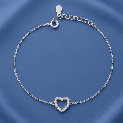 Silver CZ Bracelet - Heart