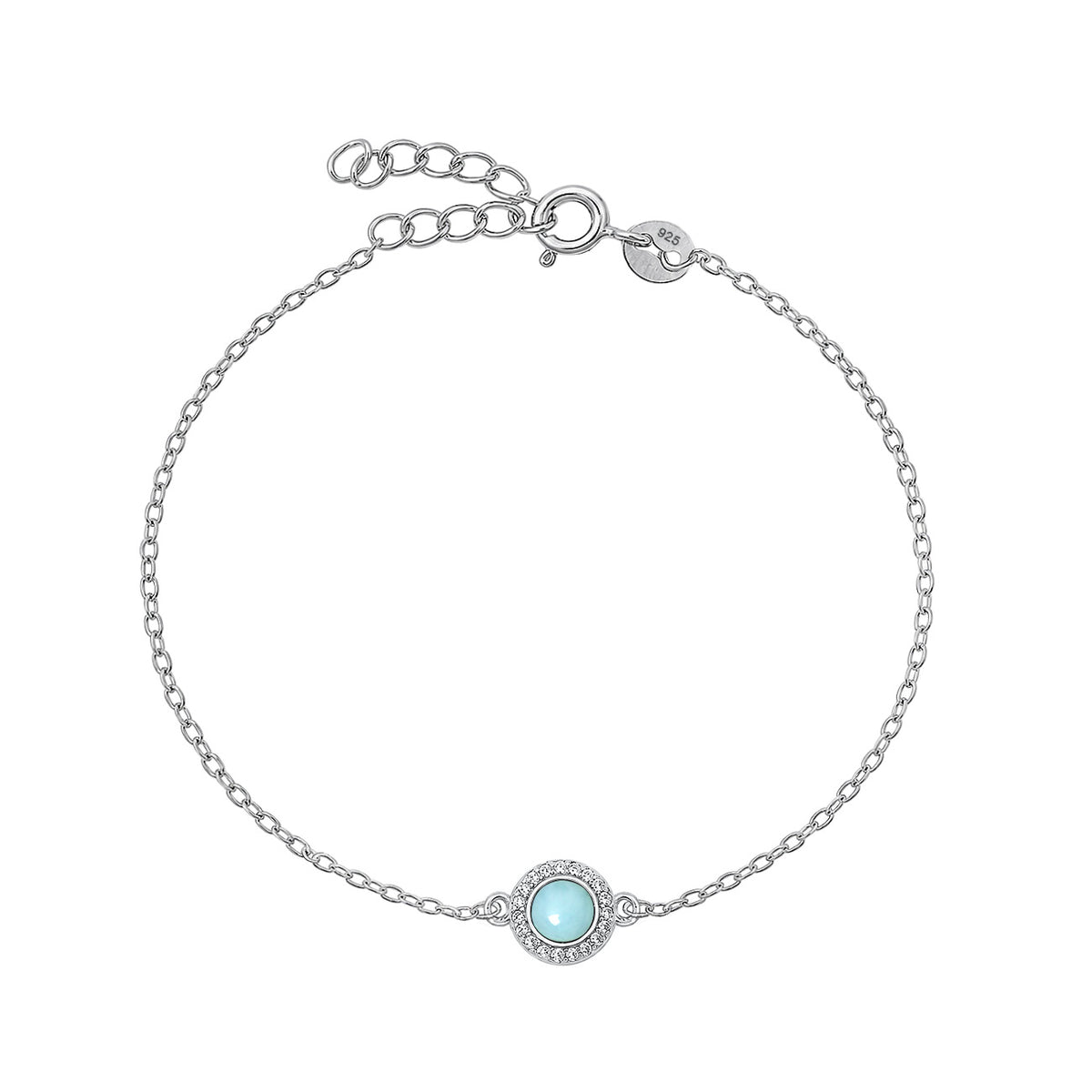 Silver Round Stone Halo Bracelet