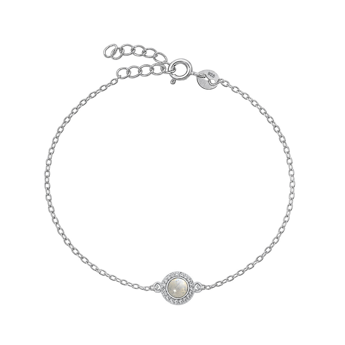 Silver Round Stone Halo Bracelet