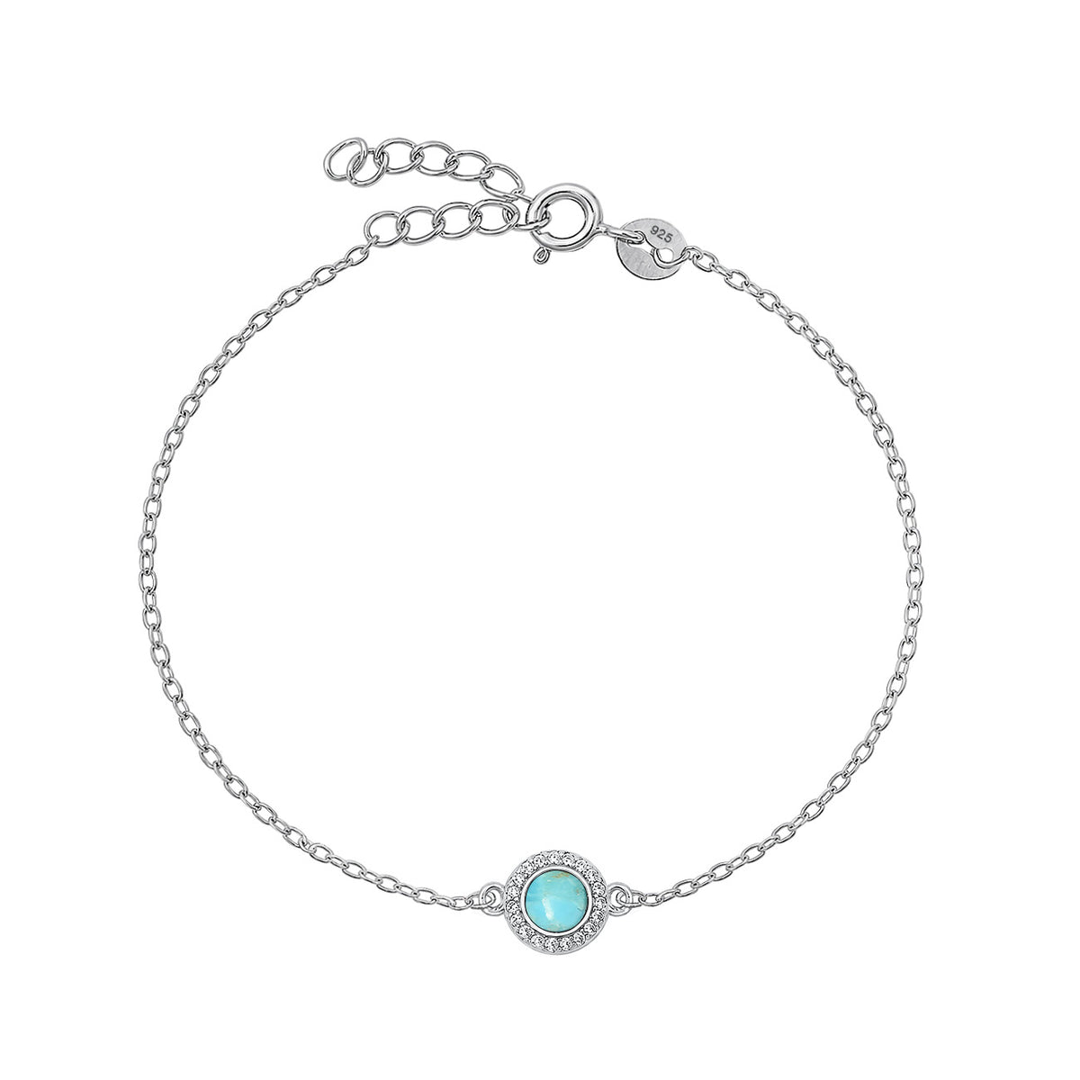 Silver Round Stone Halo Bracelet