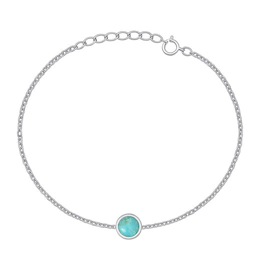 Silver Stone Bracelet - Solitaire Turquoise