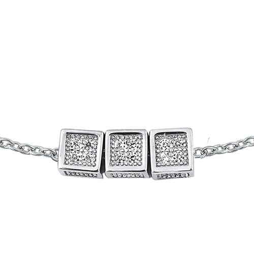 Silver CZ Bracelet - Dice