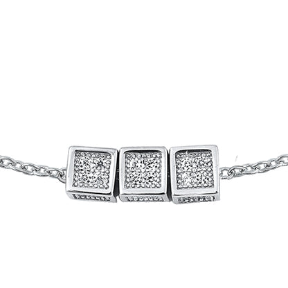 Silver CZ Bracelet - Dice