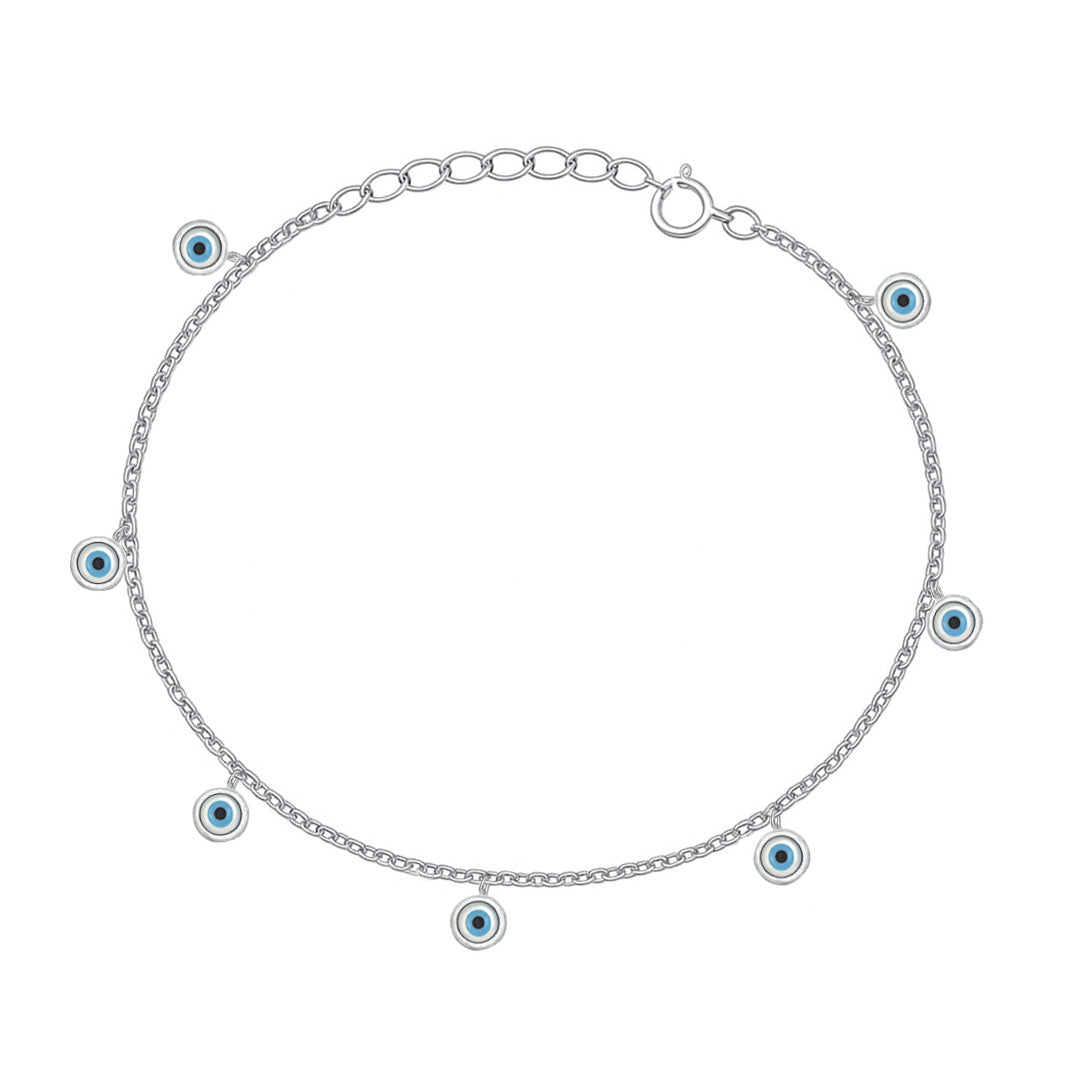 Silver Stone Bracelet - Evil Eye Charms