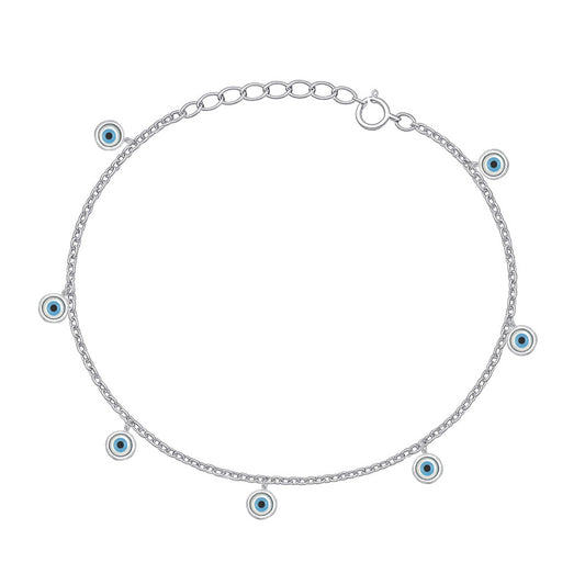 Silver Stone Bracelet - Evil Eye Charms