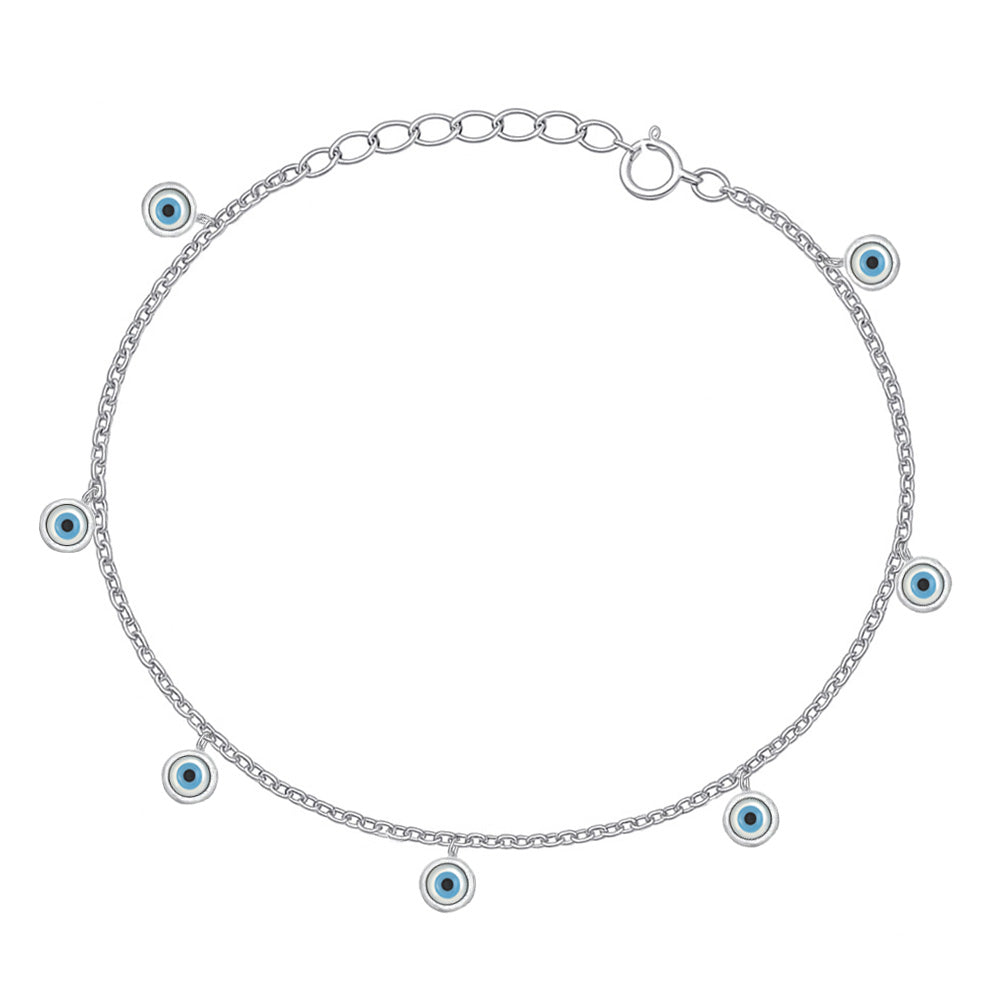 Silver Stone Bracelet - Evil Eye Charms