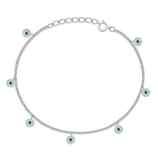 Silver Stone Bracelet - Evil Eye Charms