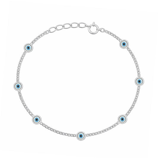 Silver Bracelet - Evil Eye