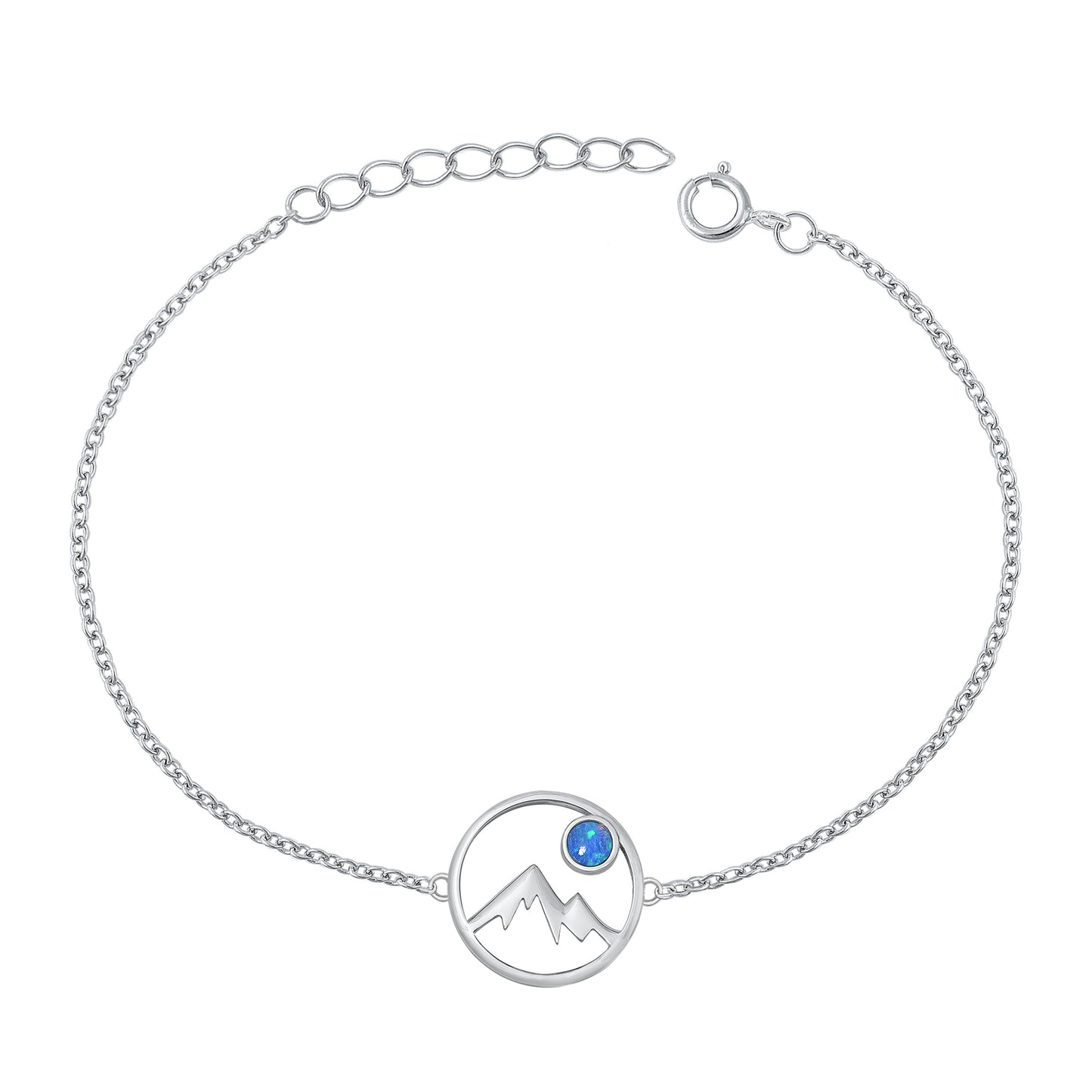 Silver Lab Opal Bracelet - Mountains