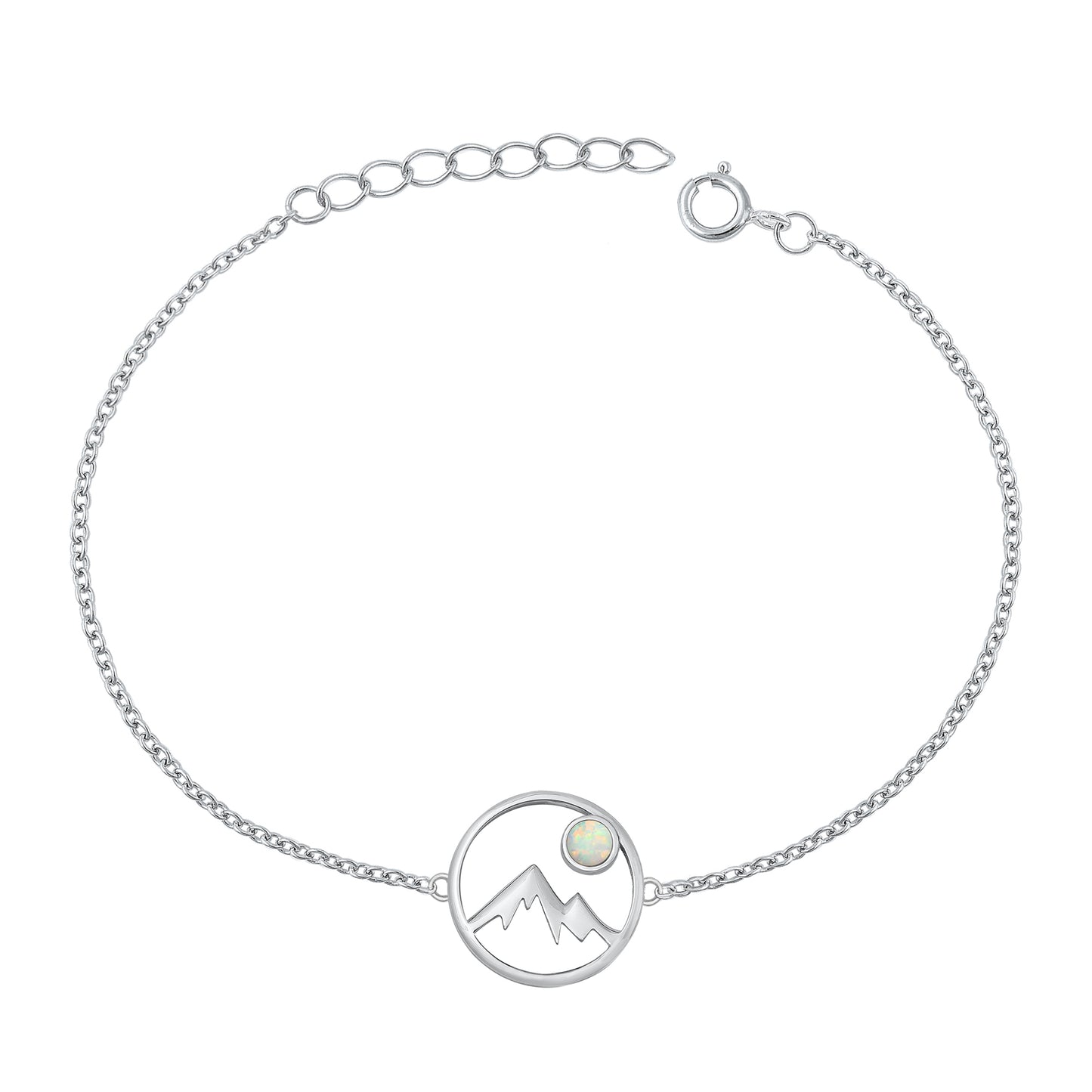 Silver Lab Opal Bracelet - Mountains