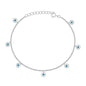Silver Round Stone Charm Bracelet - Evil Eye