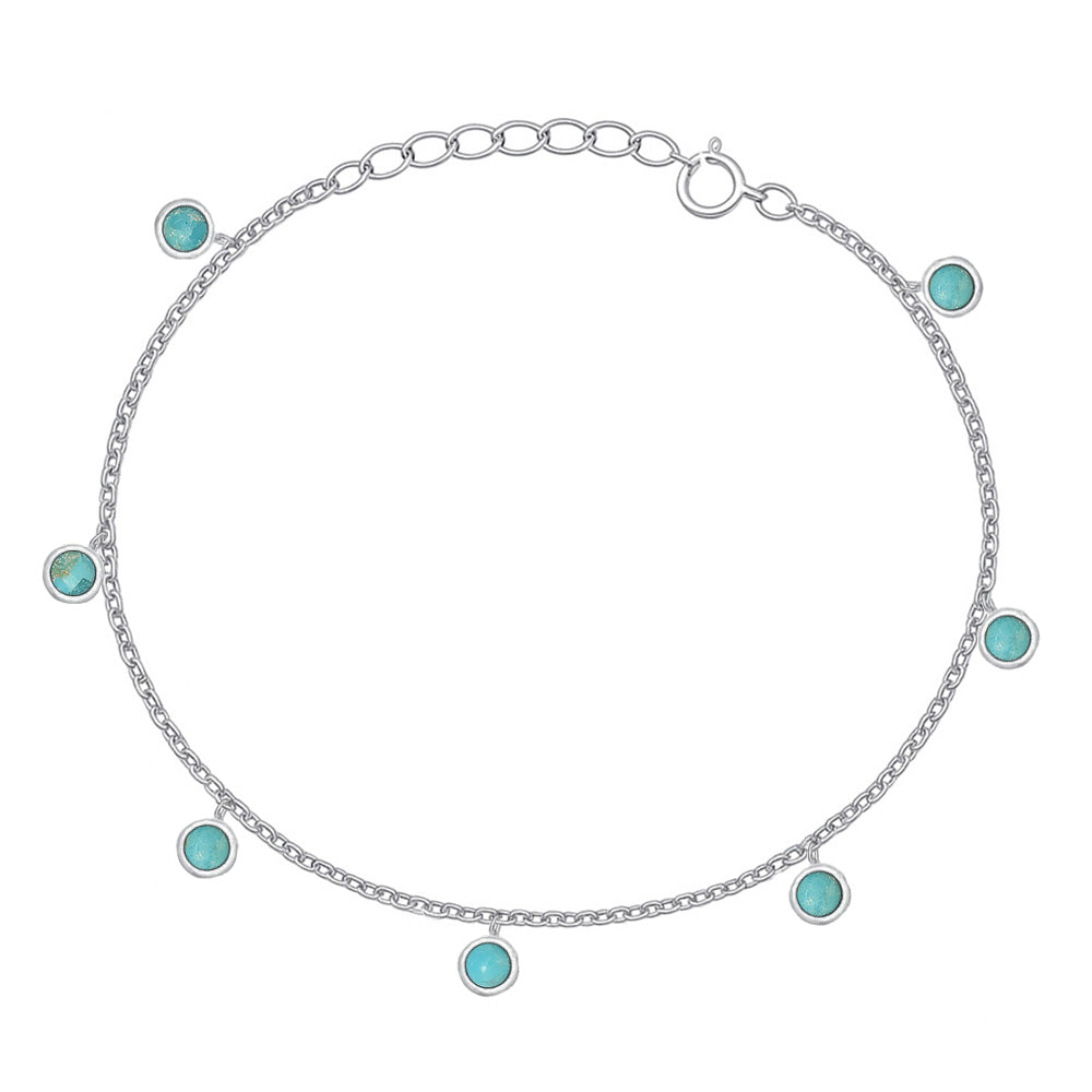 Silver Stone Bracelet - Turquoise Charms