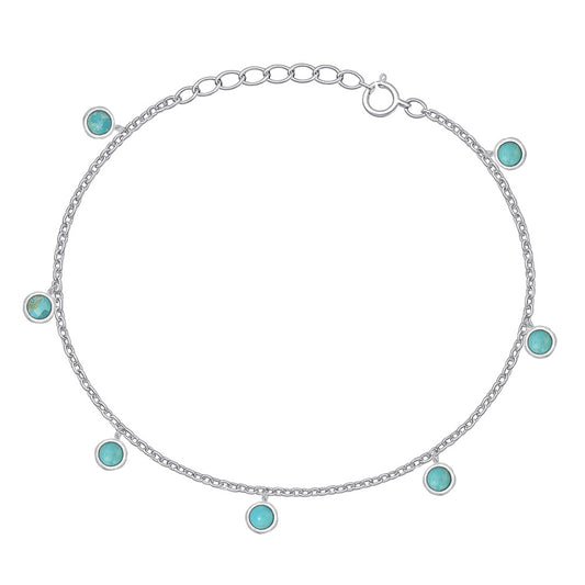 Silver Stone Bracelet - Turquoise Charms